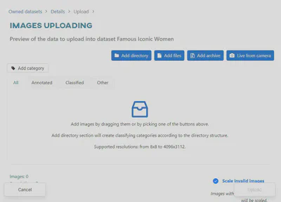 Dataset upload