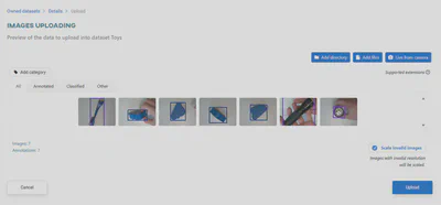 Annotated images during upload