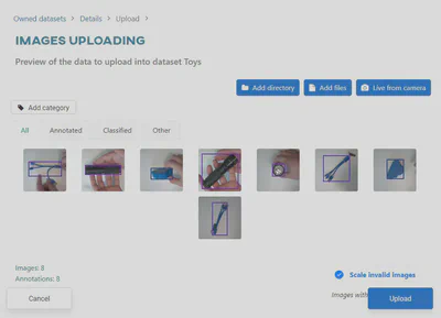Annotated images during upload