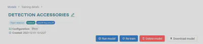 Downloading model in model details
