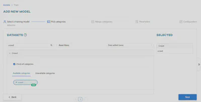 Choose datasets and categories