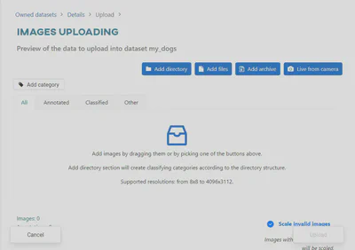 Upload view