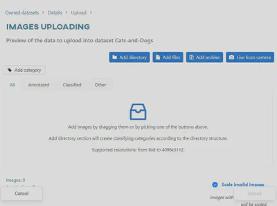 Upload view