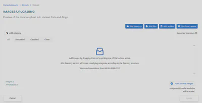 Upload view