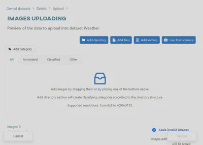 Upload view