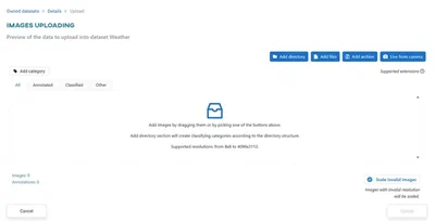 Upload view