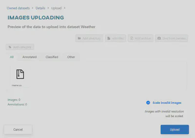 Upload archive