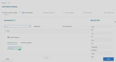 Choose datasets and categories