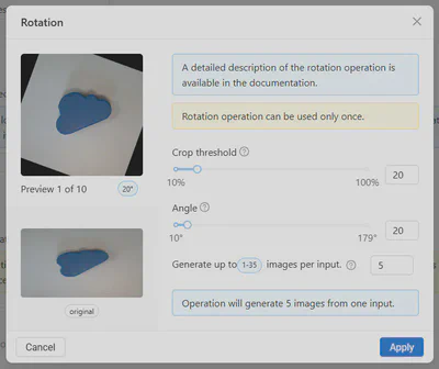 Select the appropriate rotation parameters