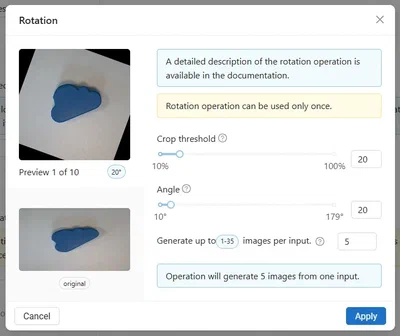 Select the appropriate rotation parameters