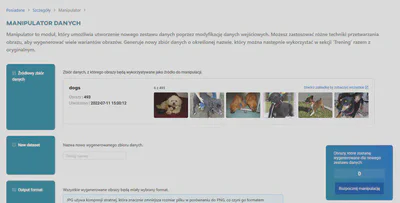 Widok manipulatora zbioru danych