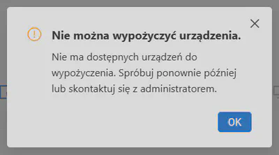Brak dostępnych urządzeń do wypożyczenia